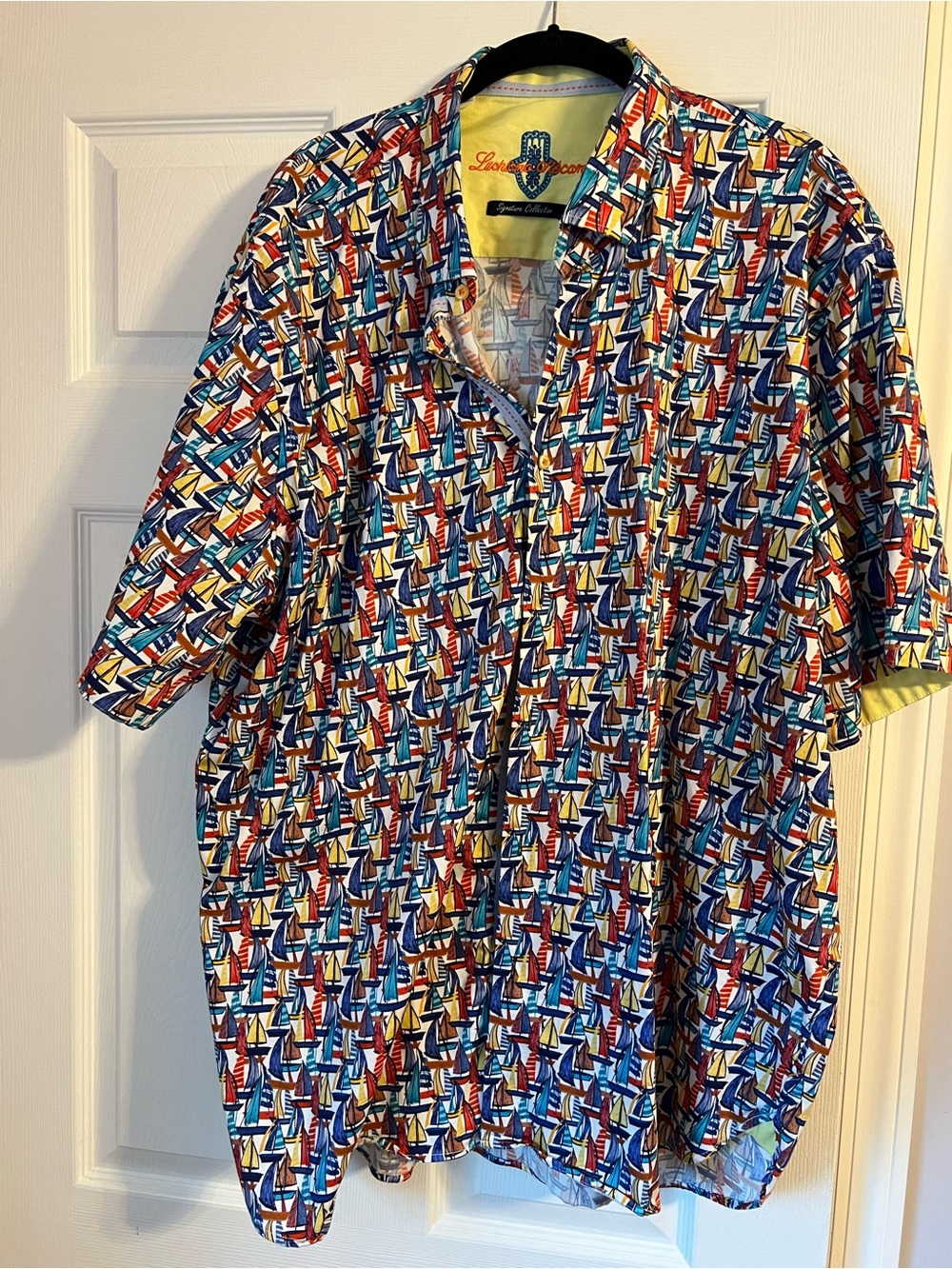 Men’s Dress shirt Multicolor Sailboat Print Short Sleeve Shirt